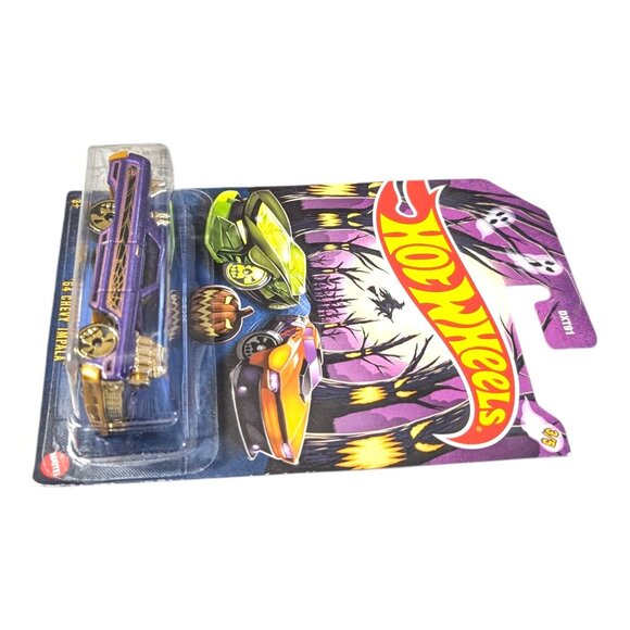 Hot Wheels 2024 Halloween Cars 3/5 64 CHEVY IMPALA Purple HVX12 Sealed - Picture 3 of 6